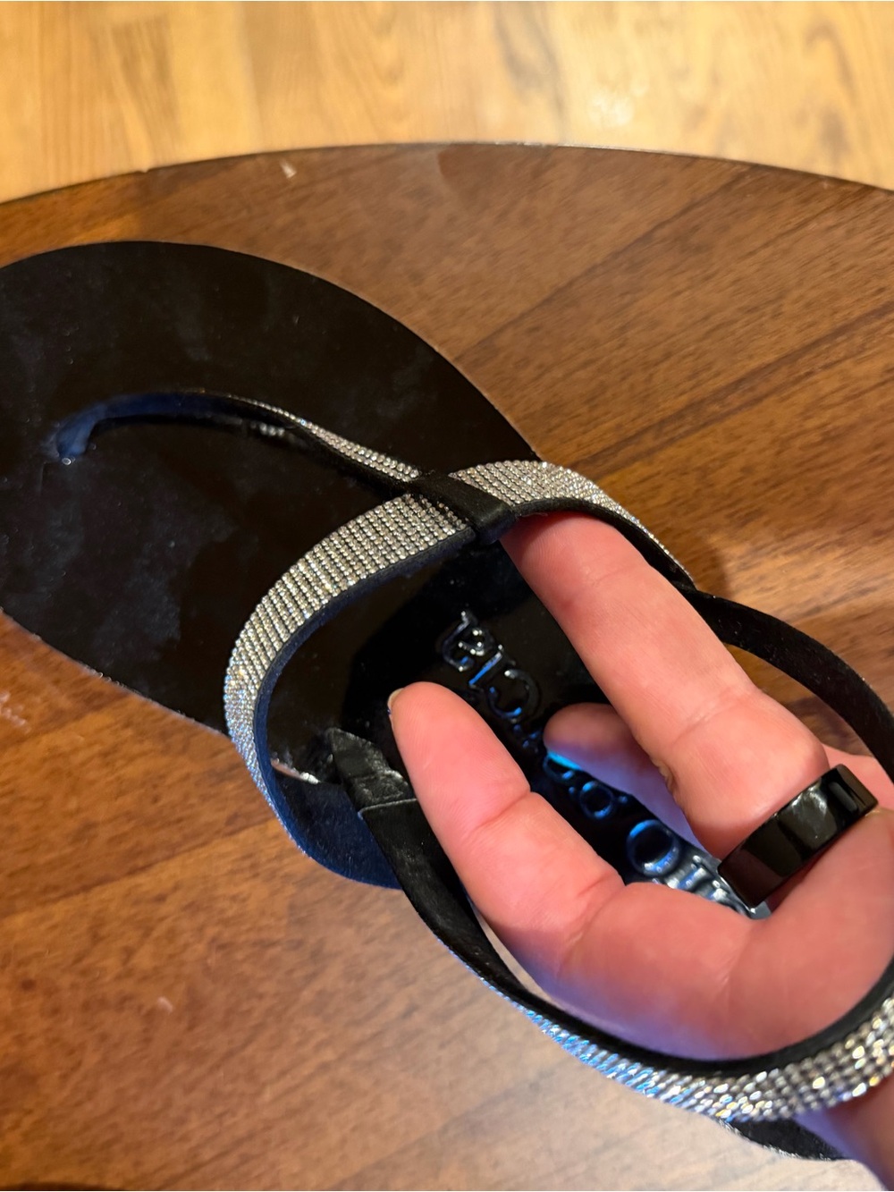 Pedro Garcia Black Sandals with Silver Crystal Straps - Picture 3 of 5